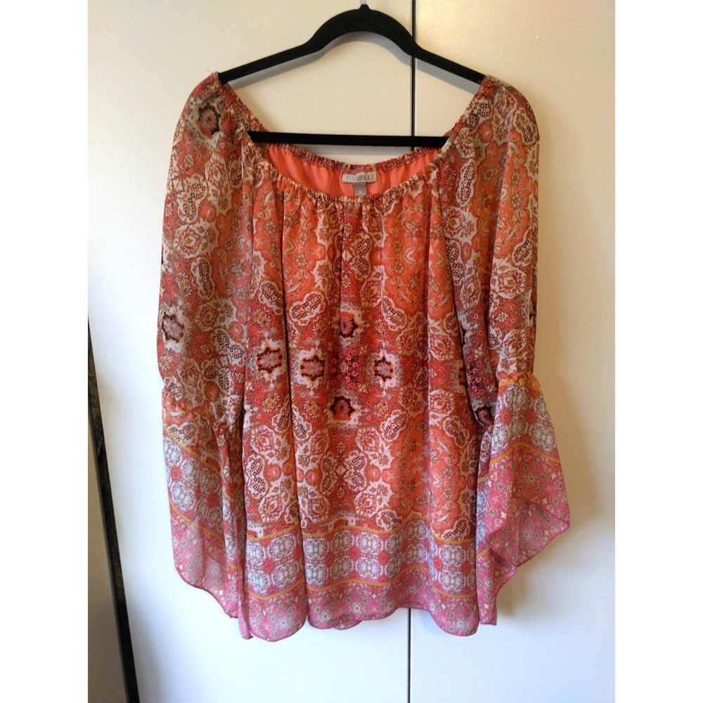 Womens  Floral Paisley Off the Shoulder Boho Tunic Top Size XL Fairy  Whimsy